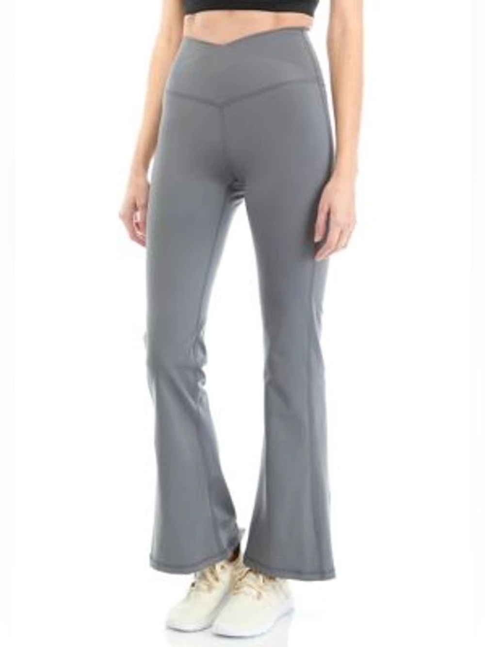 4/$20 Yogalicious Lux Willow Crossover Flare Yoga Pants Gray XS